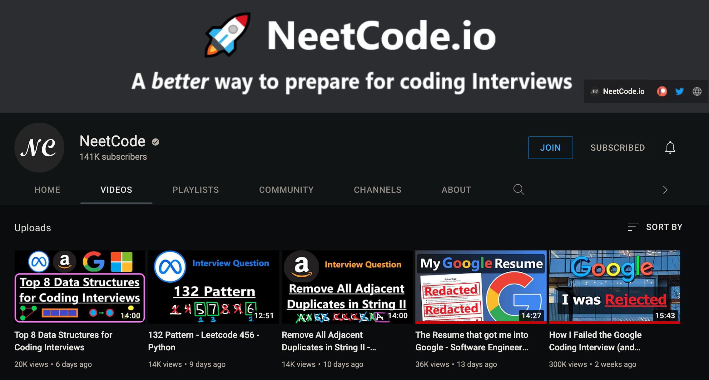 NeetCode YouTube channel