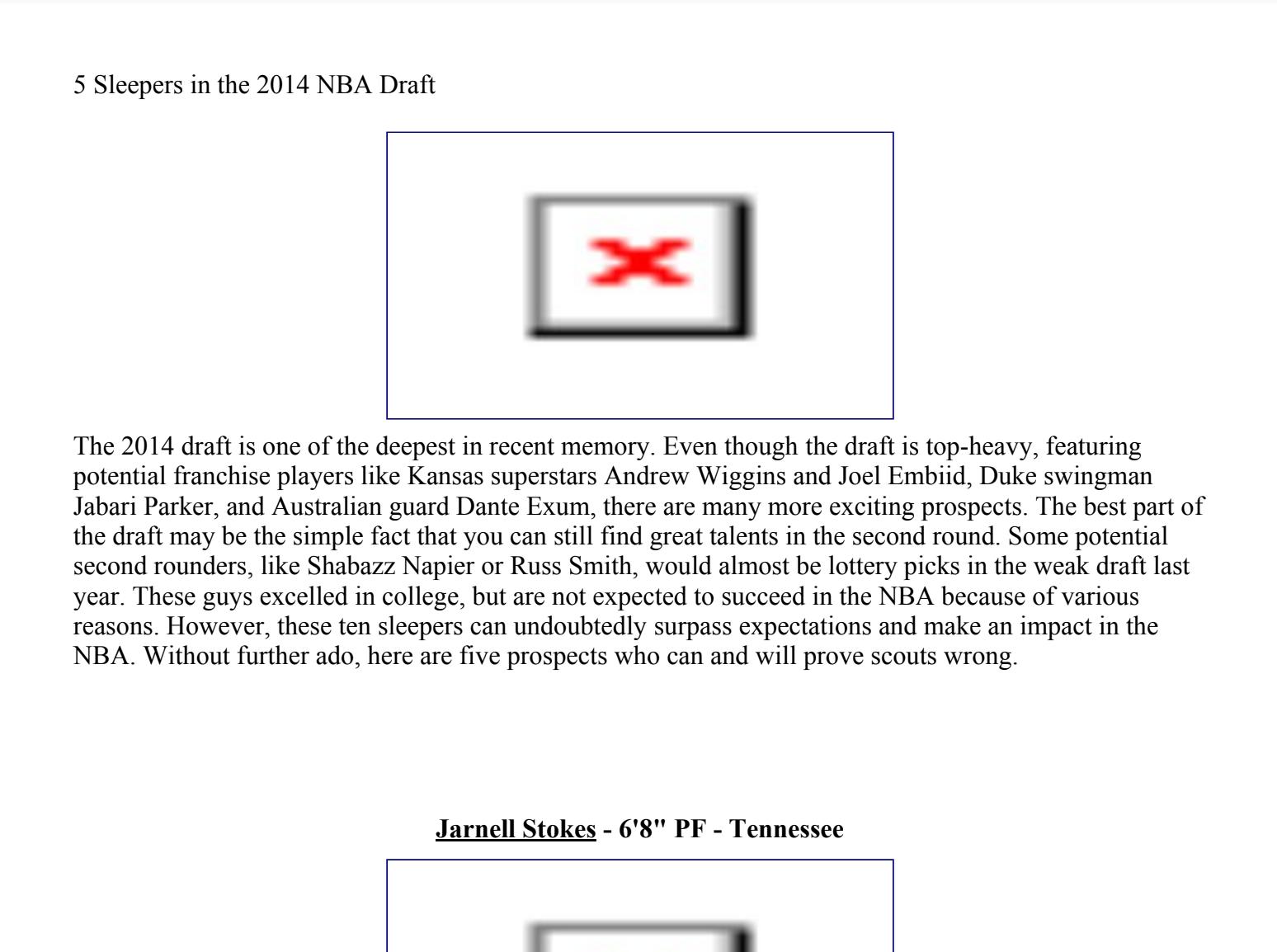 old nba draft blog post